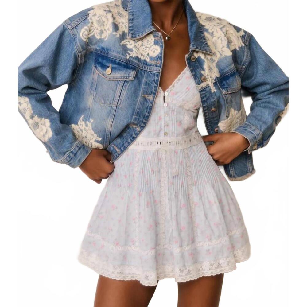 NEW LOVESHACKFANCY amana jean jacket in faded blue